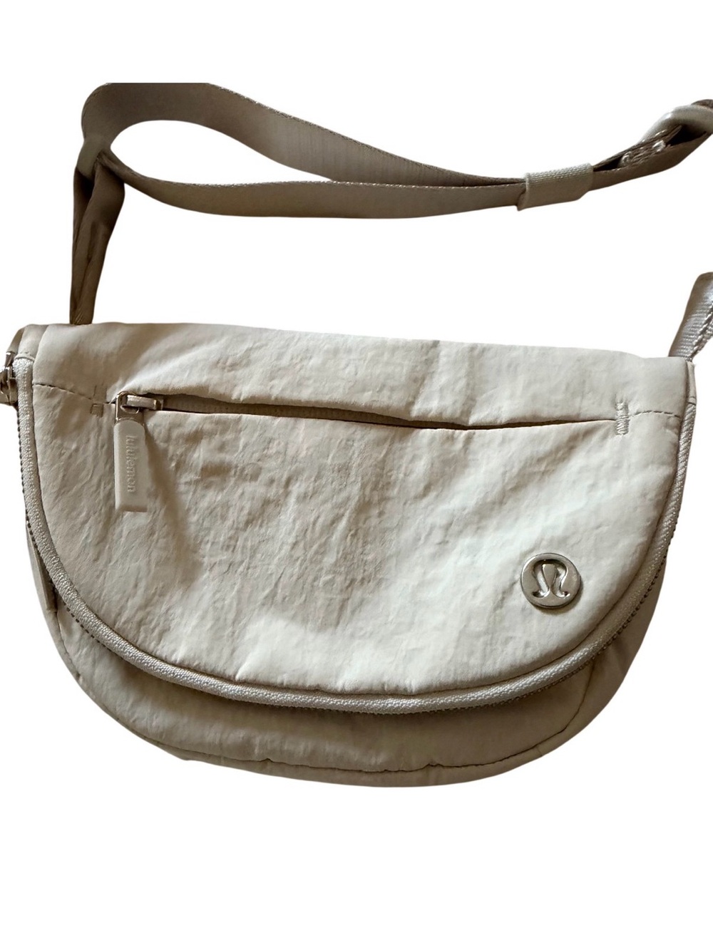 lululemon athletica Cream Crossbody Flap Bag with Front Zip Pocket